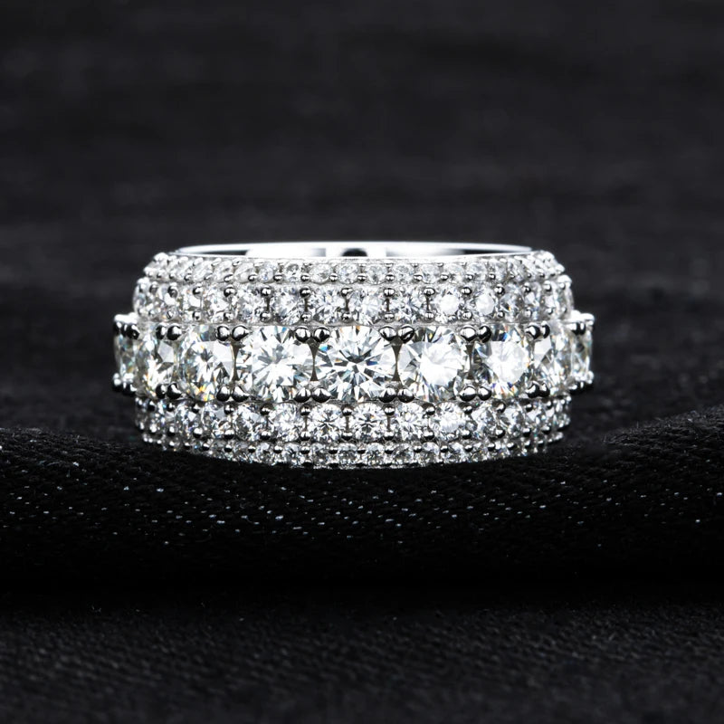 Men’s Moissanite Ring 8.46ct Iced Sterling Silver
