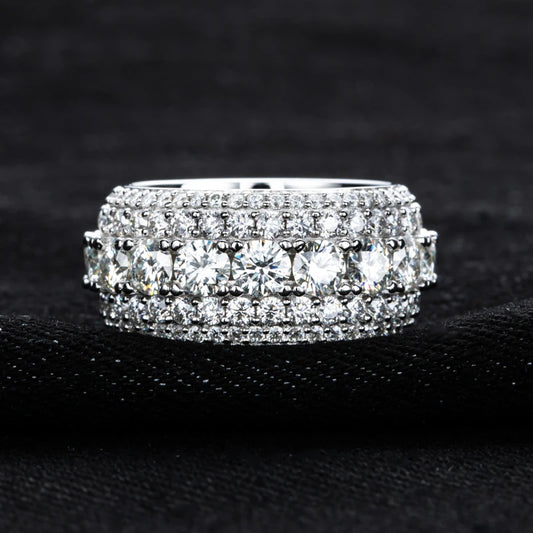 Men’s Moissanite Ring 8.46ct Iced Sterling Silver