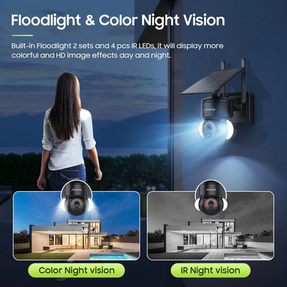 Outdoor Solar WiFi Camera with 64GB Storage and Night Vision