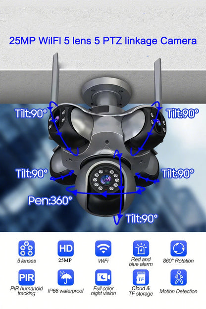 25MP 4K Outdoor WiFi PTZ Security Camera 32GB
