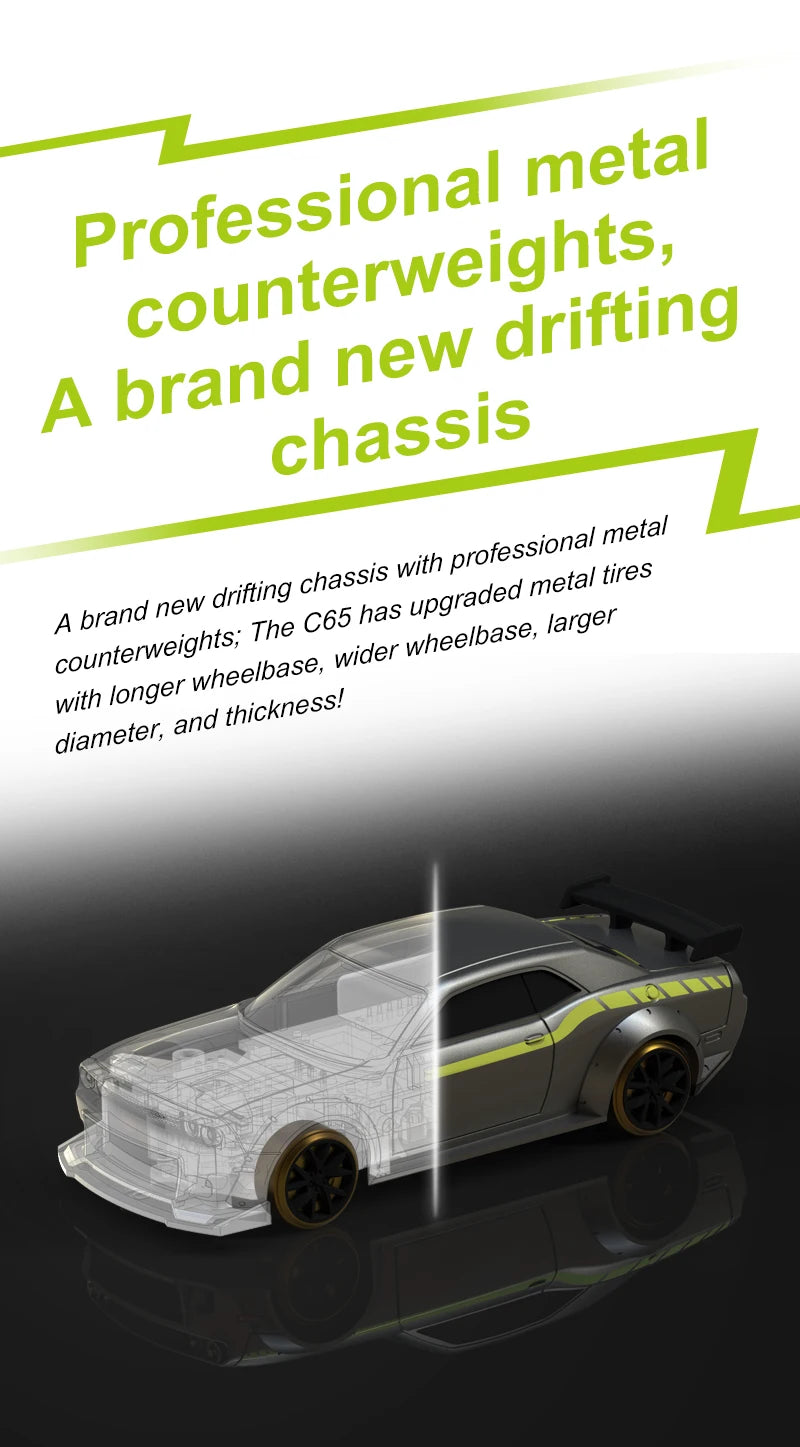 1:76 Drift RC Car with Gyro Full Proportional Remote Control