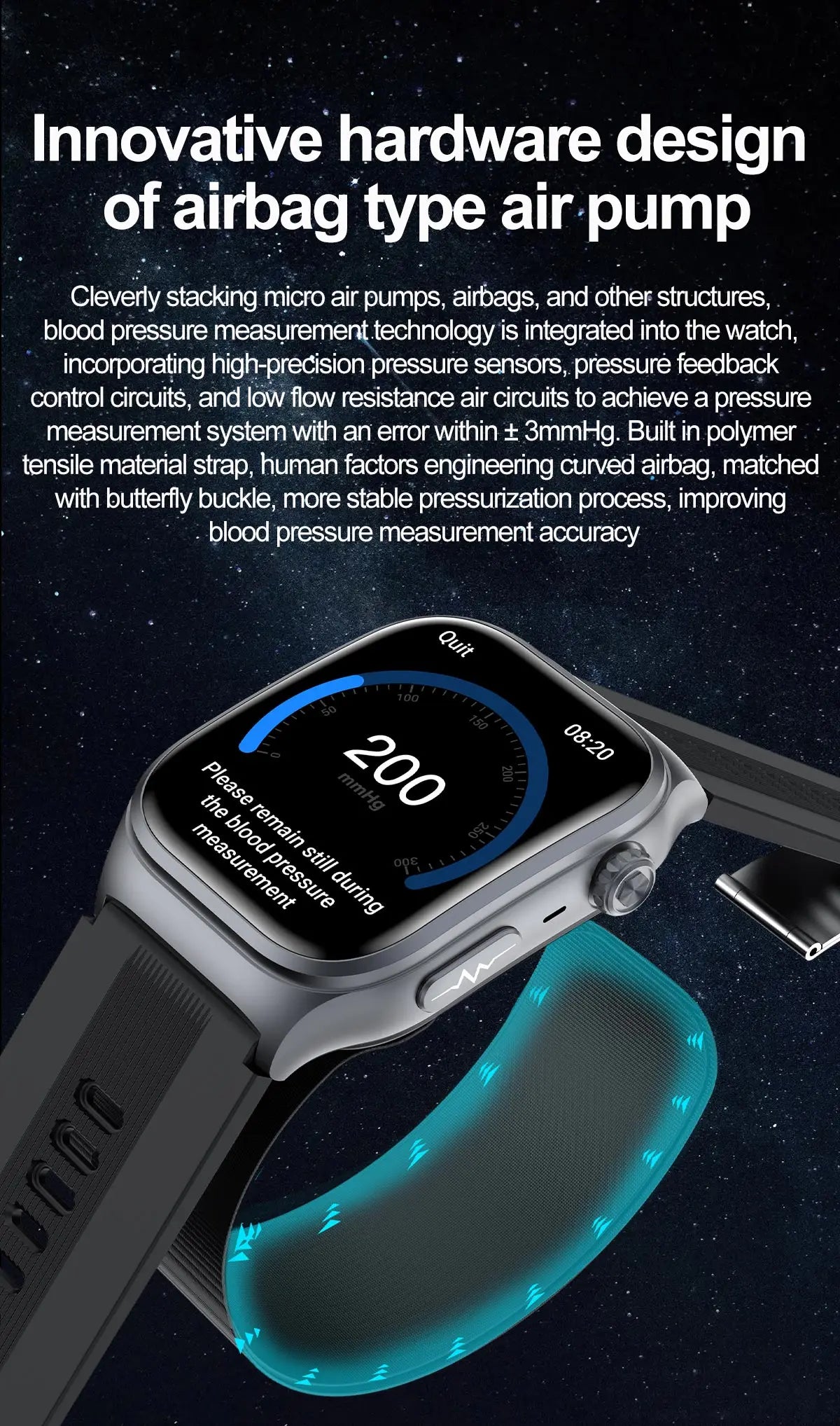 Blue Smart Watch for Bluetooth Call and Health Metrics