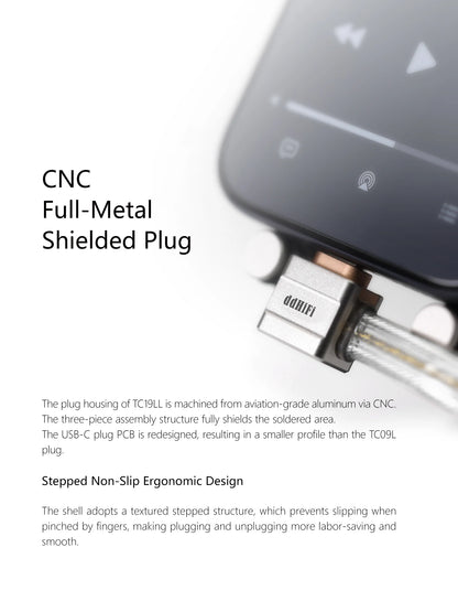 USB-C OTG Cable Pure Silver L-Shaped DAC Audio Cable