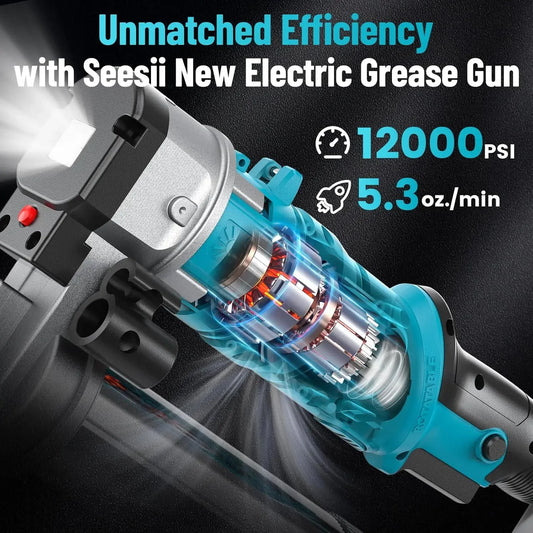 Heavy Duty 12000PSI Cordless Grease Gun 5.3oz per minute