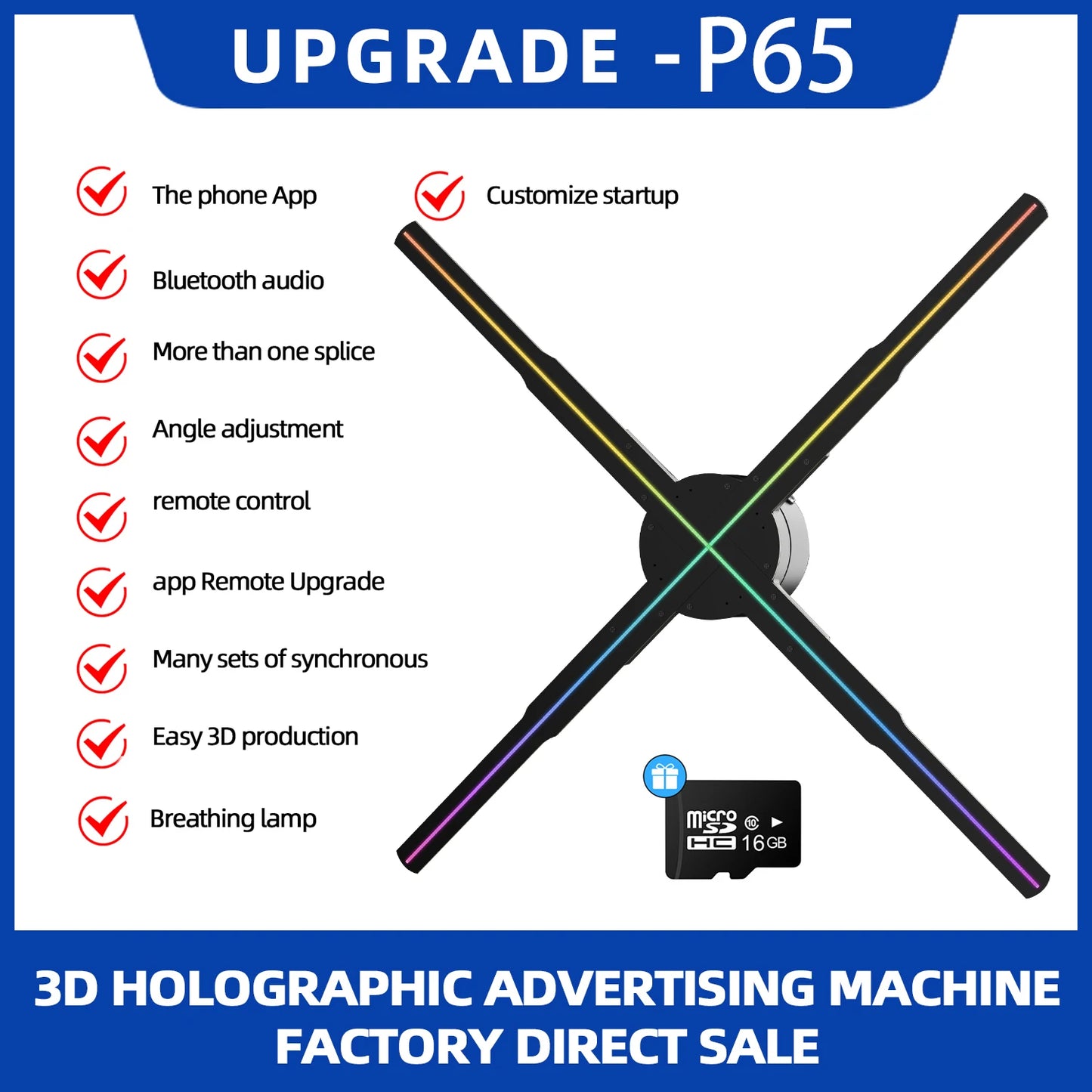 Ultra HD 65cm 3D Advertising Display with LED Lights
