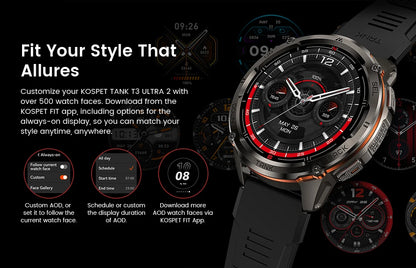 Military Grade GPS Smartwatch with Stainless Black Strap