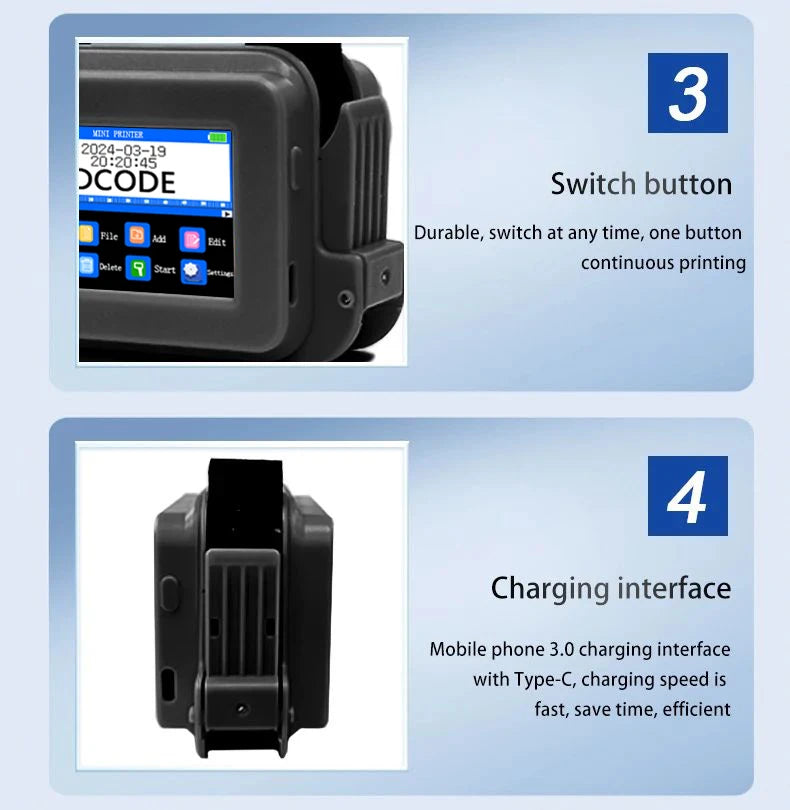 Portable Mini Coding Printer with 2 Ink Cartridges