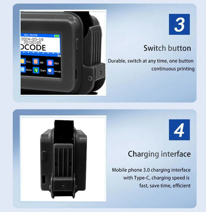 Portable Mini Coding Printer with 2 Ink Cartridges