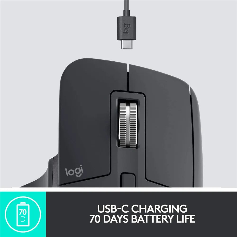 Ergonomic Black MX Master 3S Bluetooth Office Mouse