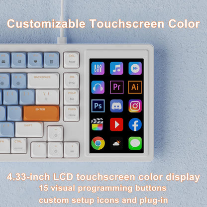 Custom Wired Gaming Keyboard with RGB Screen and Touchpad