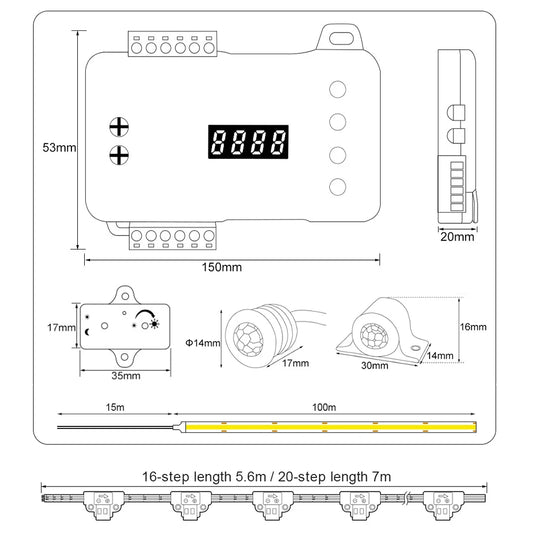 PIR LED Strip Stair Light Kit 10 Warm White Steps