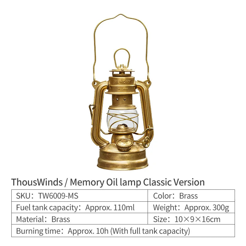 Portable Retro Camping Lantern with Memory Oil Lamp Light