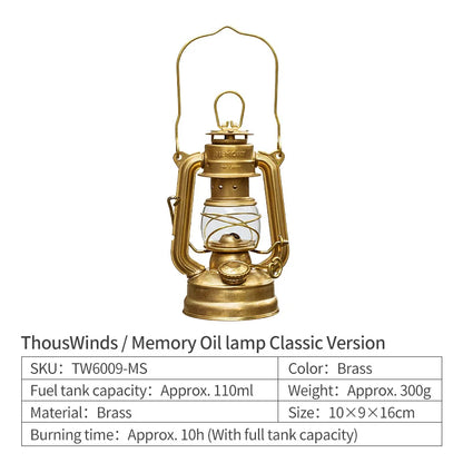 Portable Retro Camping Lantern with Memory Oil Lamp Light