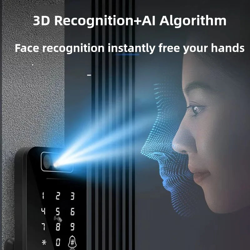 3D Face Smart Door Lock WiFi Waterproof 2 Battery RC