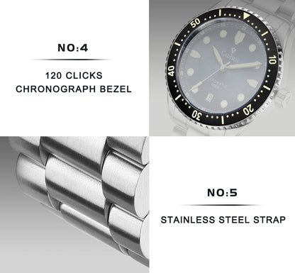 Luxury Automatic Watch Ceramic Bezel Waterproof Blue