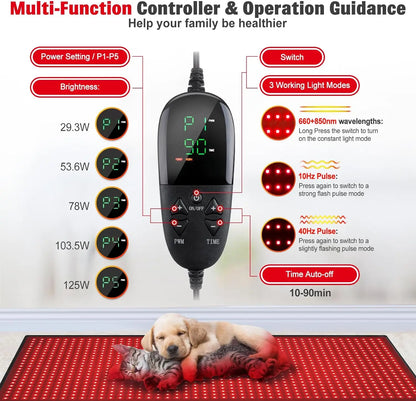 1280 LED Red Infrared Therapy Mat for Full Body Pain Relief