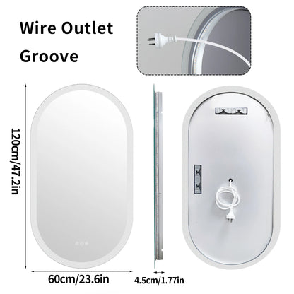 Oval LED Bathroom Mirror 24x48in Anti-Fog Lighting