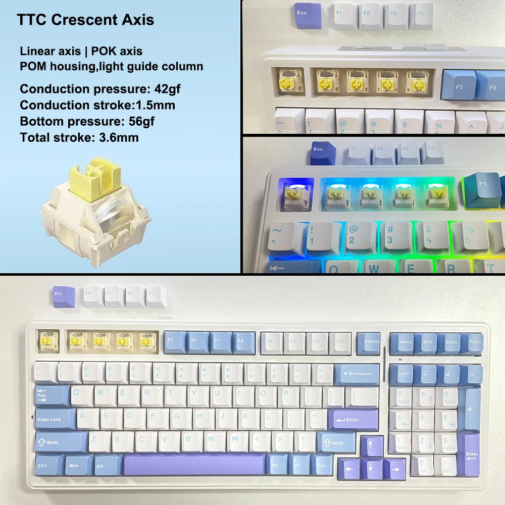 Purple Mechanical Gaming Keyboard with RGB and Bluetooth Mode