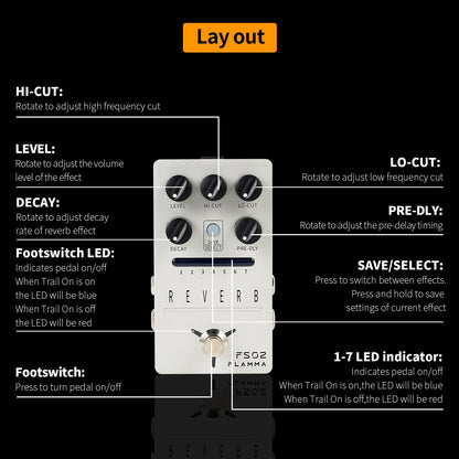 Stereo Reverb Pedal with Spring Reverb and Preset Storage
