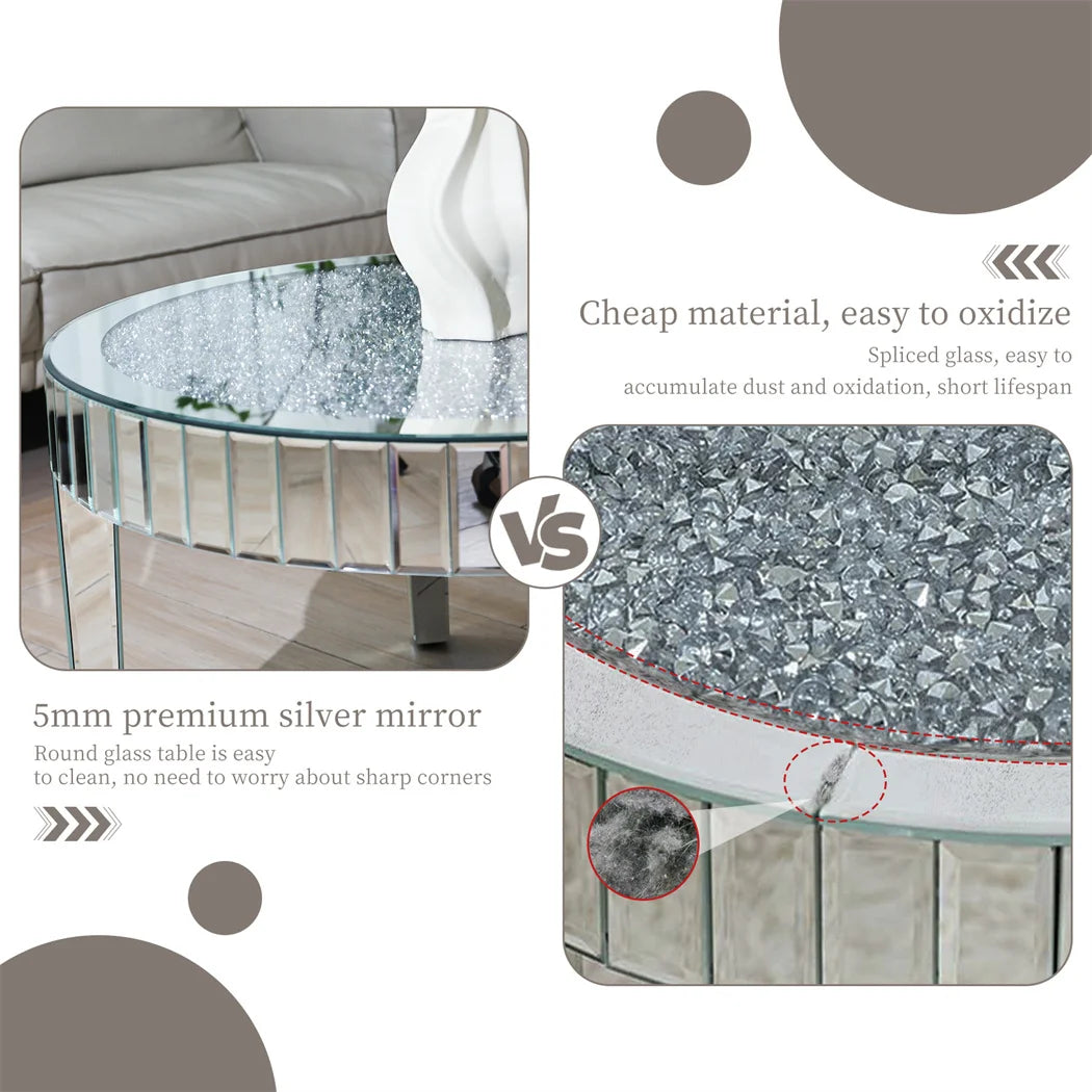 Modern Mirrored Side Table with Stylish Glass Surface