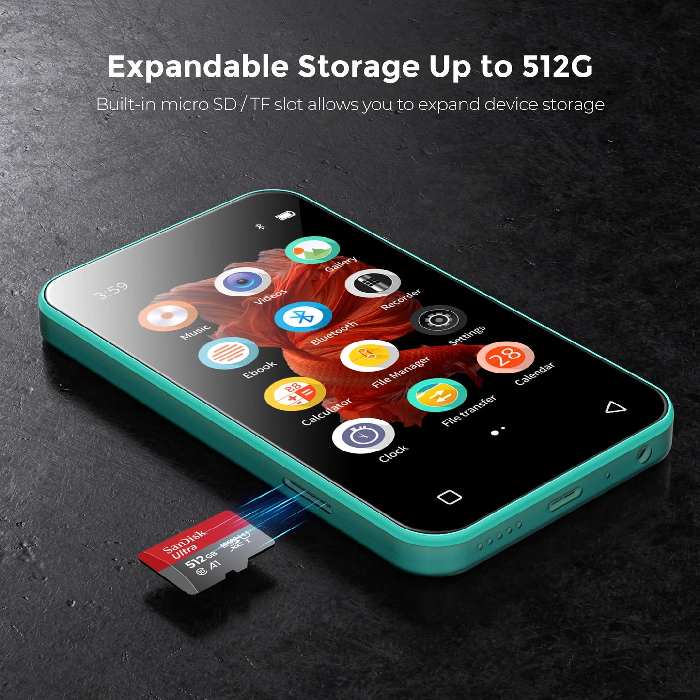 Portable Bluetooth MP3 MP4 Player with Speaker & FM Radio