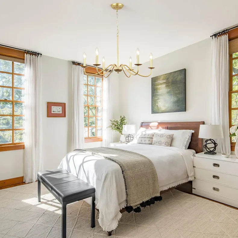 Vintage Style Gold Chandelier 6 Lamps for Dining Room