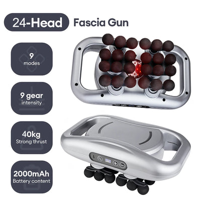 Silver Portable 24 Head Muscle Massager with Adjustable Speeds