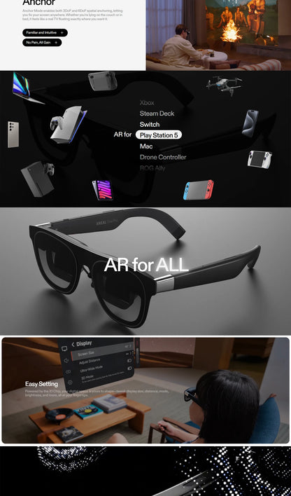 AR Smart Glasses 120Hz 700 Nits Large