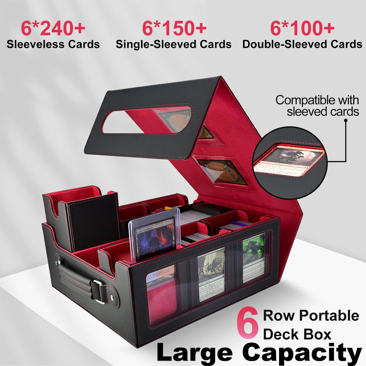 Trading Card Deck Box with 8 Toploaders & Stoppers