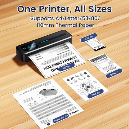 Portable A4 Thermal Printer Bluetooth Wireless Touchscreen