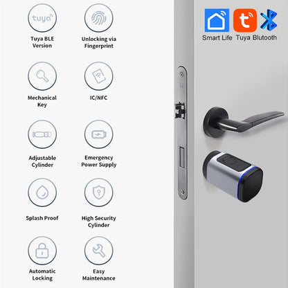Smart Electronic Door Lock Cylinder with Fingerprint and App Unlock