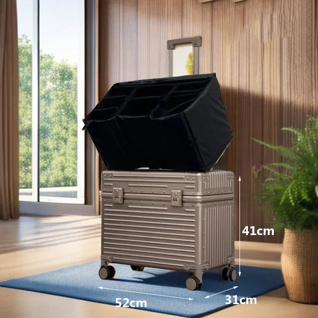 Portable 20 Inch Golden Aluminum Photography Luggage Bag