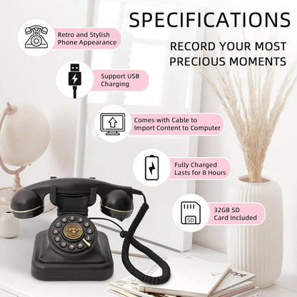 White Vintage Audio Guestbook Phone for Parties and Events