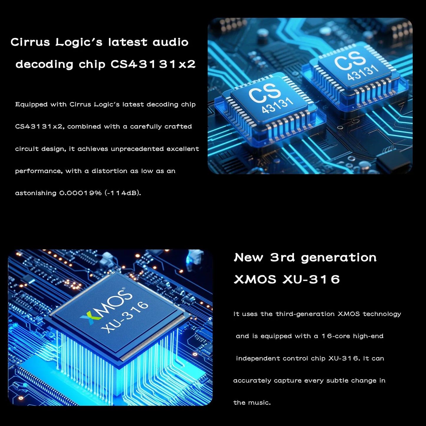 Hi Res Bluetooth Headphone Amplifier with Dual CS43131 Chips