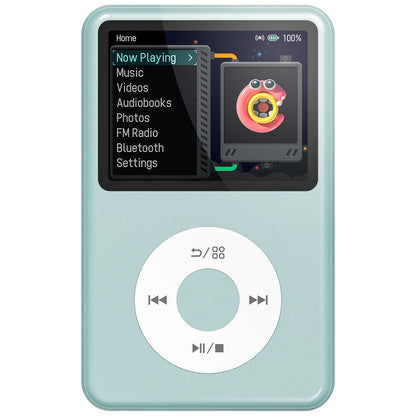 HiFi MP3 Player with Bluetooth Video FM Radio 128GB Storage Pale Green