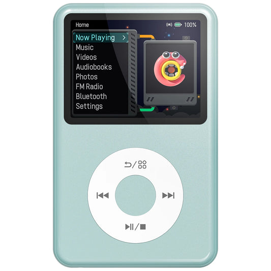 HiFi MP3 Player with Bluetooth Video FM Radio 128GB Storage Pale Green