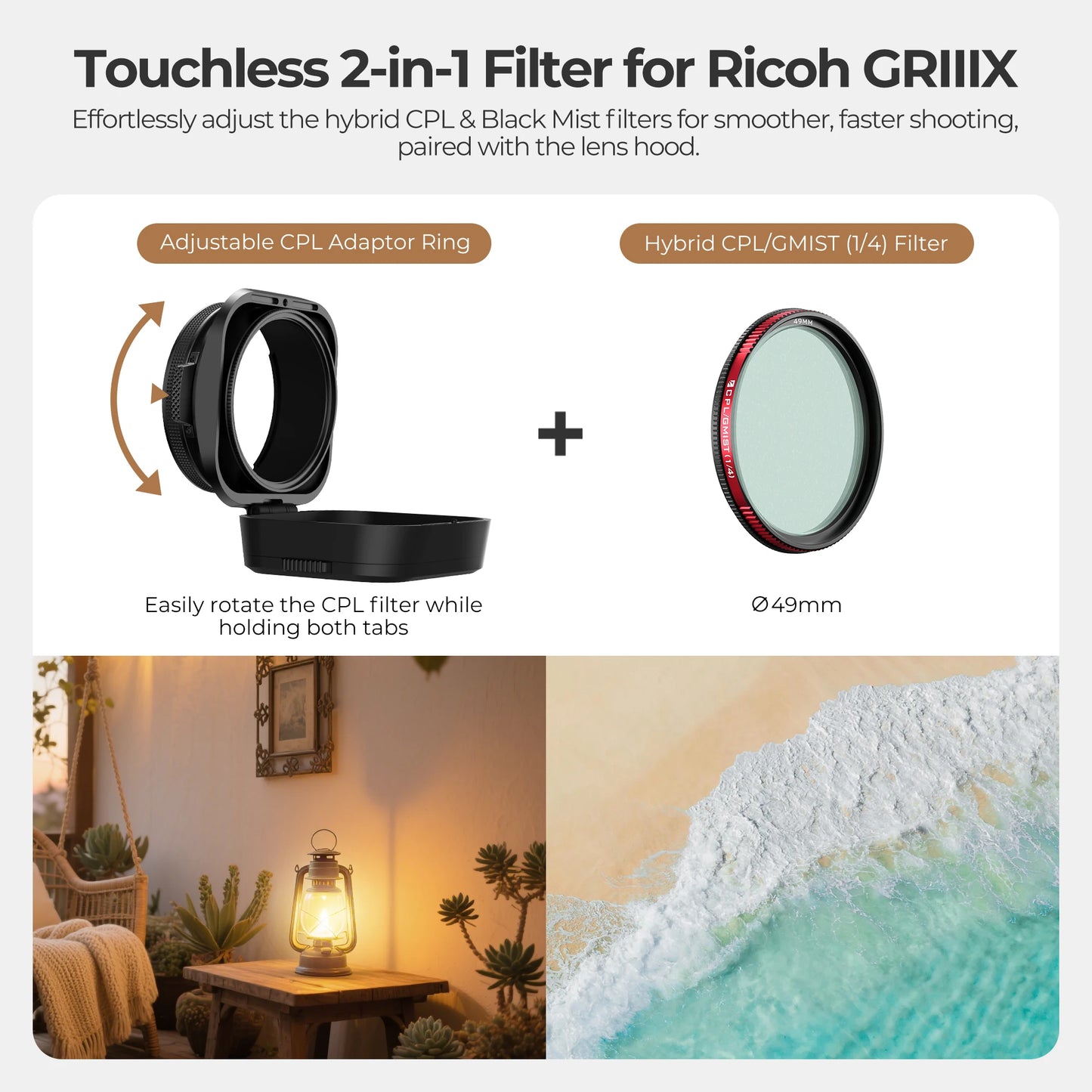 CPL Black Mist Filter with Flip Lens Hood GRIII