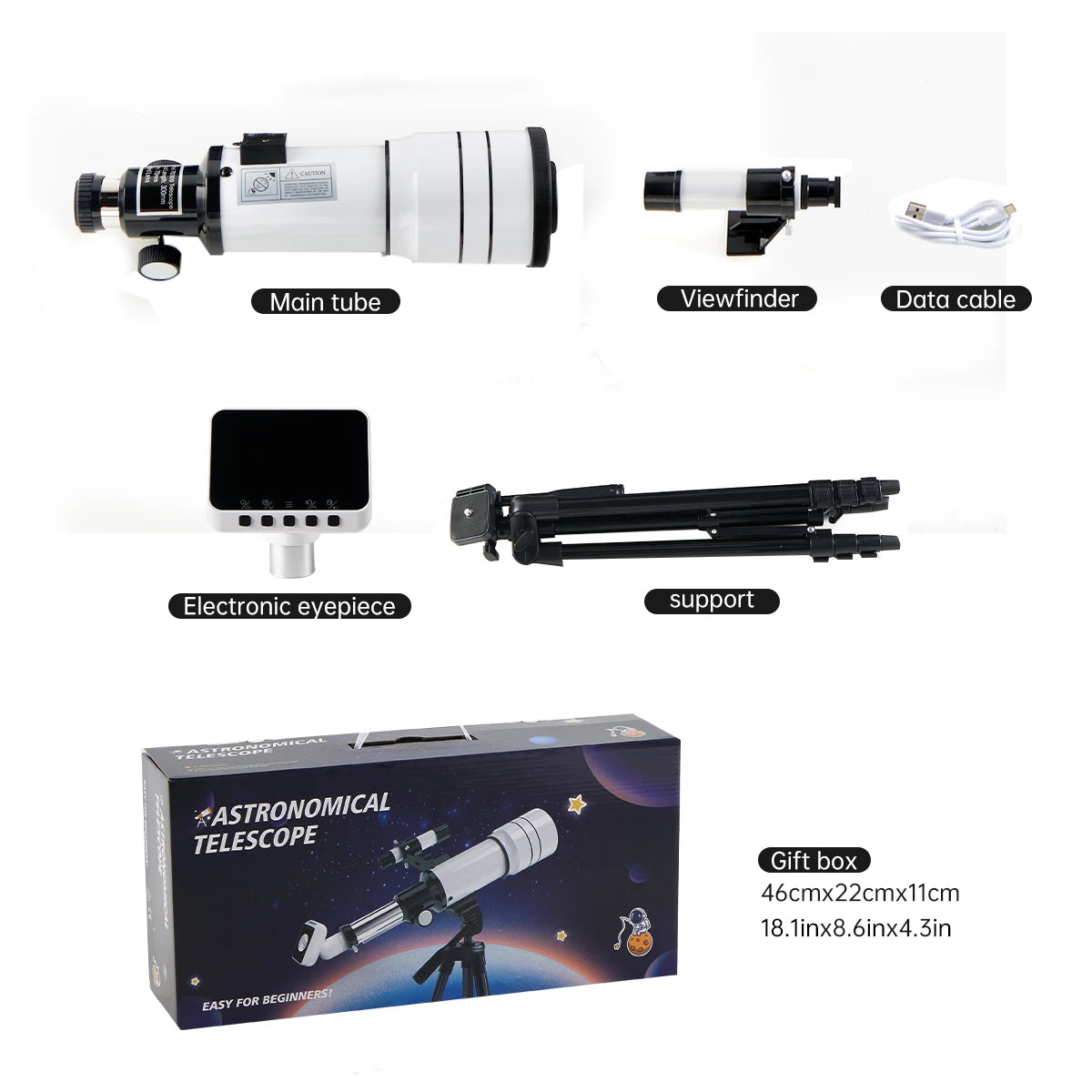 70mm Professional Astronomical Telescope with Electronic Eyepiece