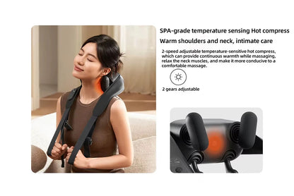 Rechargeable Neck Massager with Custom Modes and Hot Compress