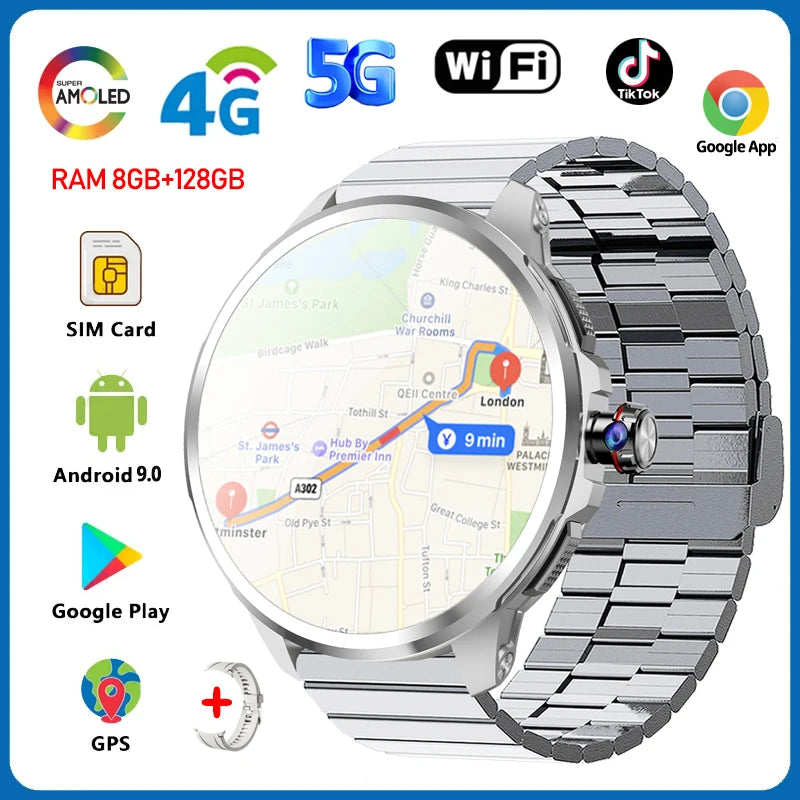 5G Full Netcom Smartwatch 1.95” AMOLED GPS Steel Silver