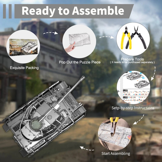 DIY 3D Metal Panzer IV Tank Model Brain Teaser Kit