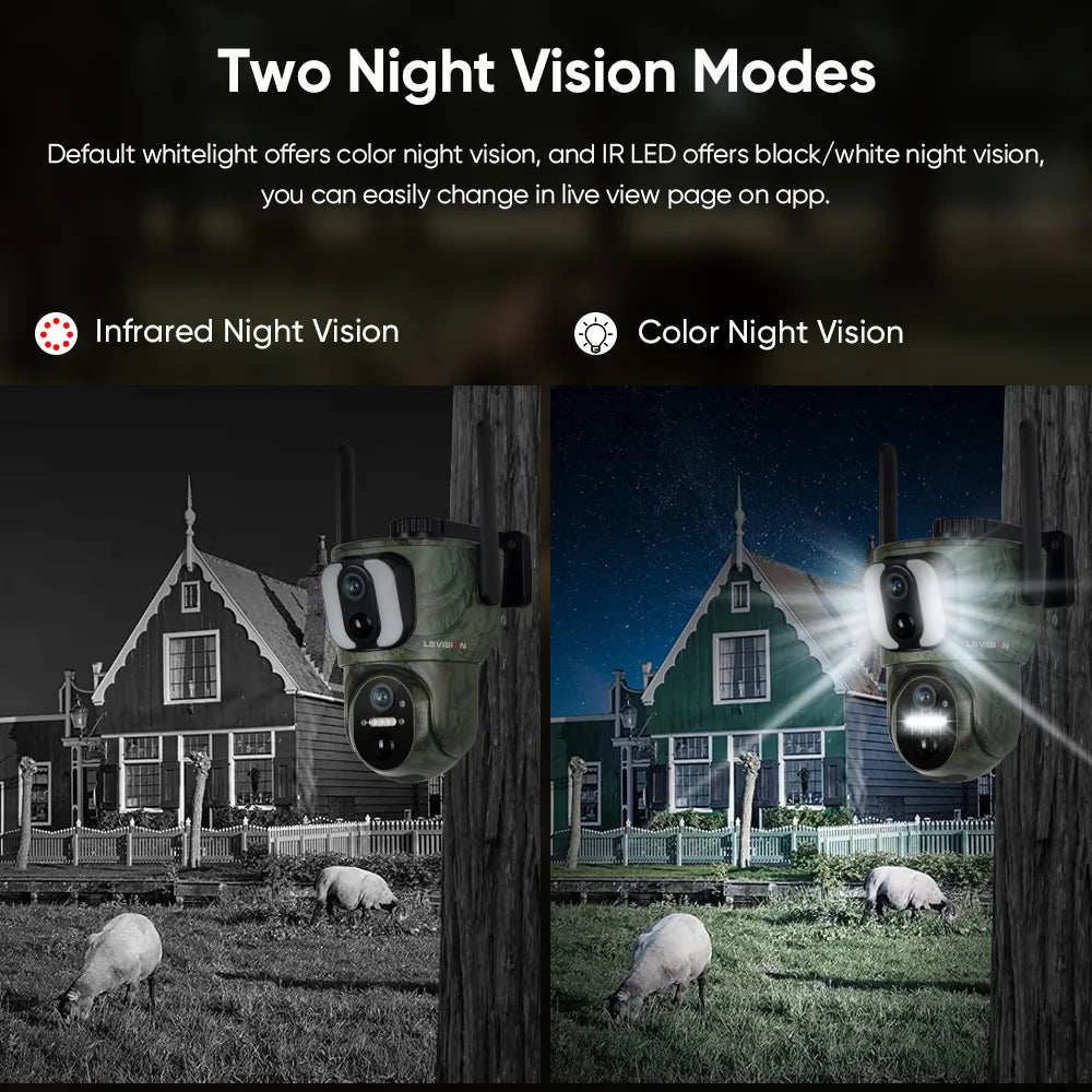8MP Solar WiFi Security Camera Dual Screen 4K