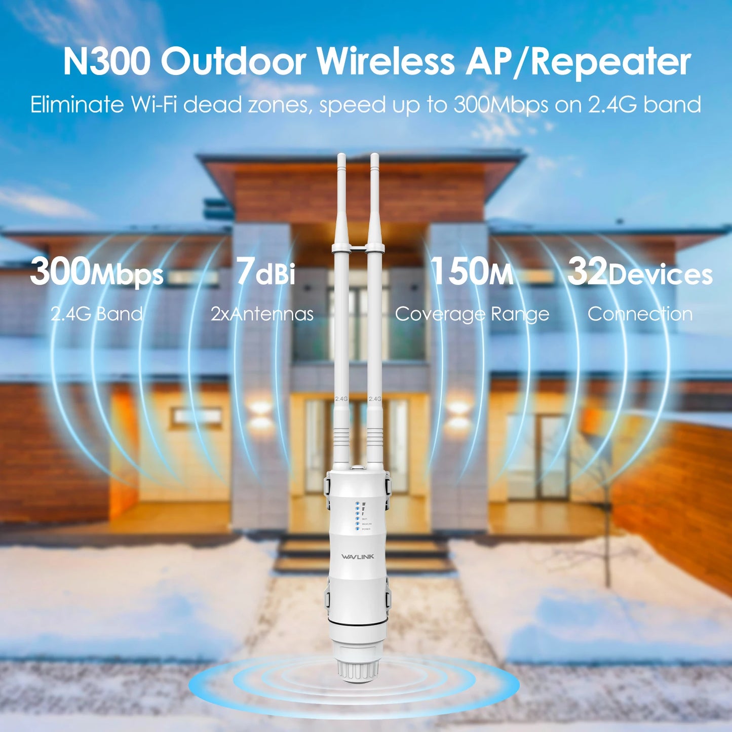 Wavlink Fancy AC300 High Power WiFi Extender with POE