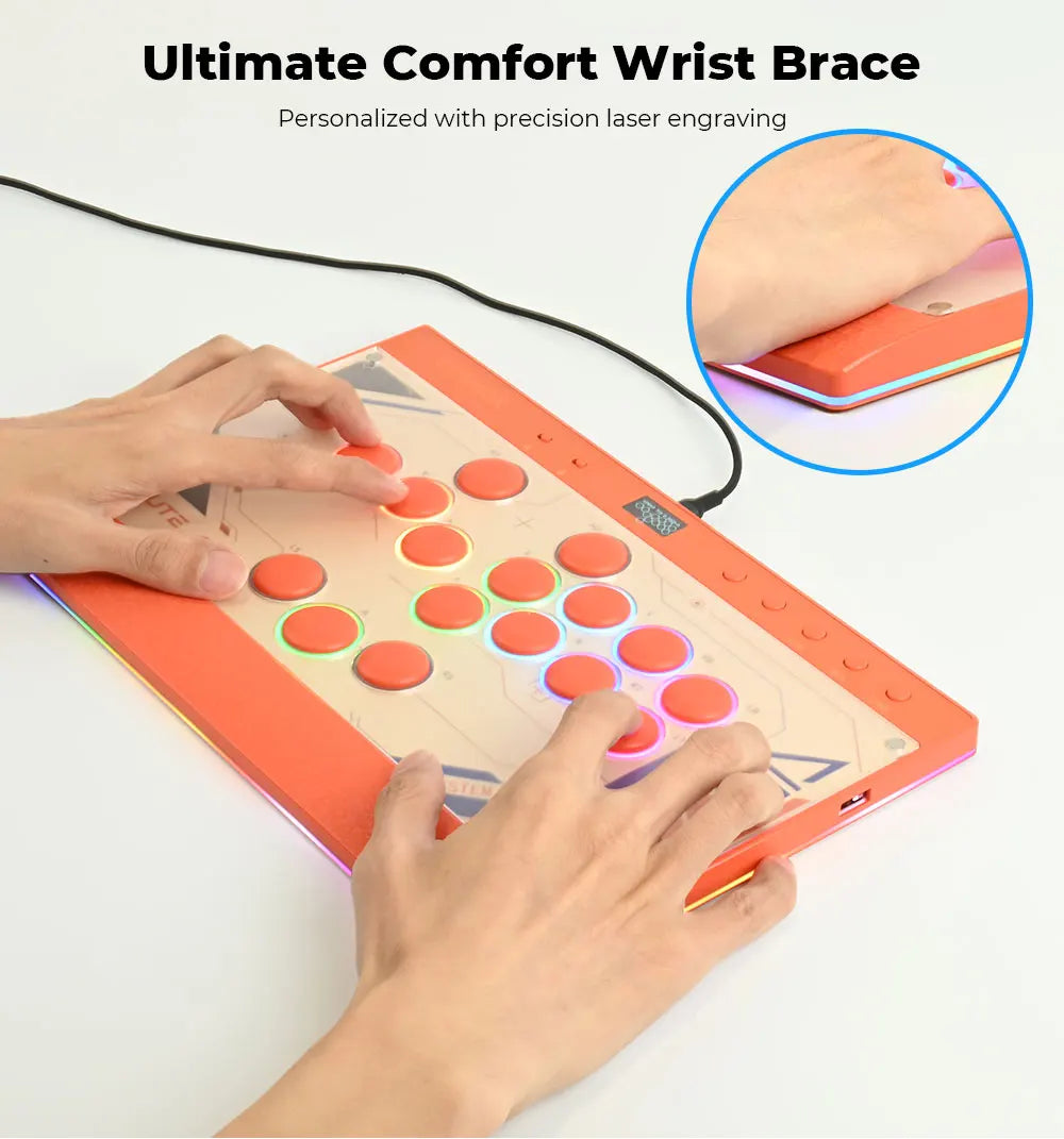 Orange Magnetic Leverless Arcade Controller for PC PS4 PS5