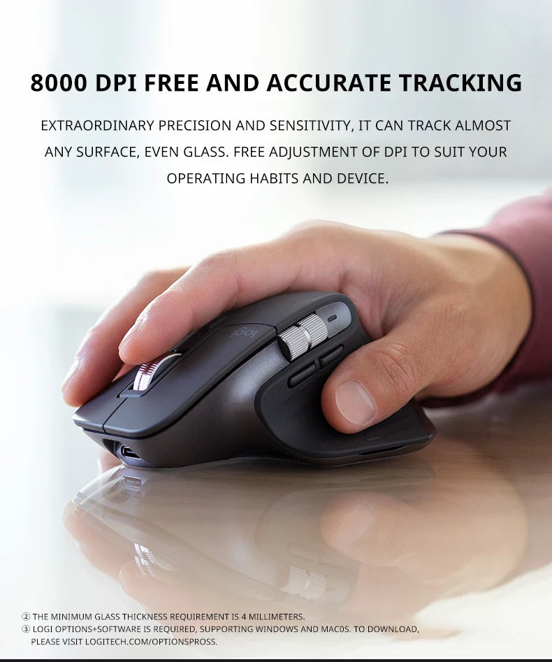 Ergonomic Wireless Mouse 8K DPI Long Battery Life