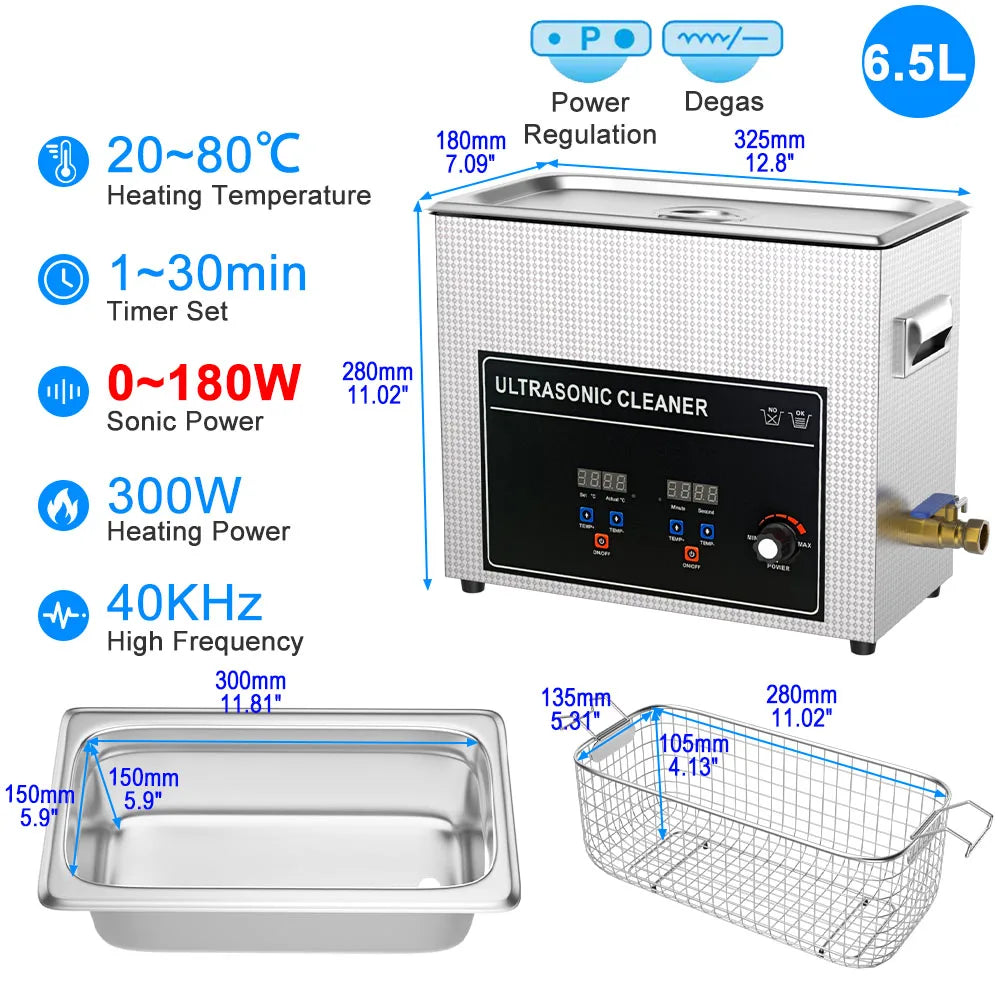 6L Compact Ultrasonic Cleaning Machine 180W