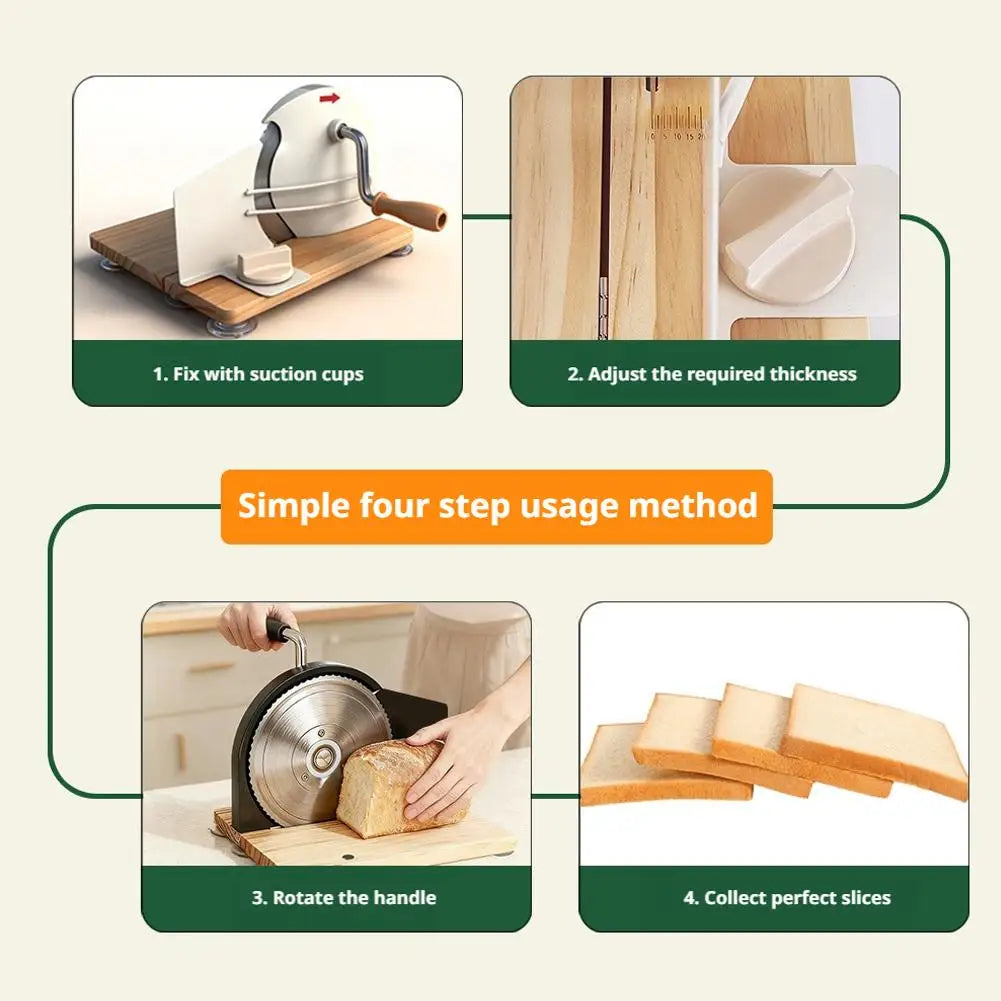 Hand Crank Bread Slicer with Adjustable 5-20mm Thickness