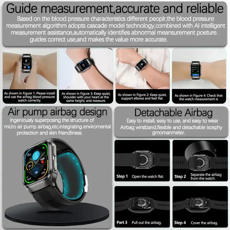 Smart Watch with Air Pump Blood Pressure Monitor