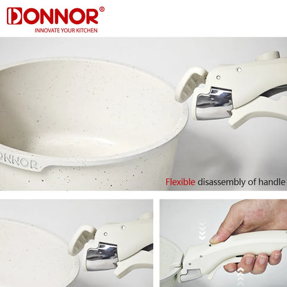 17 Piece Non Stick Cookware Set Removable Handle