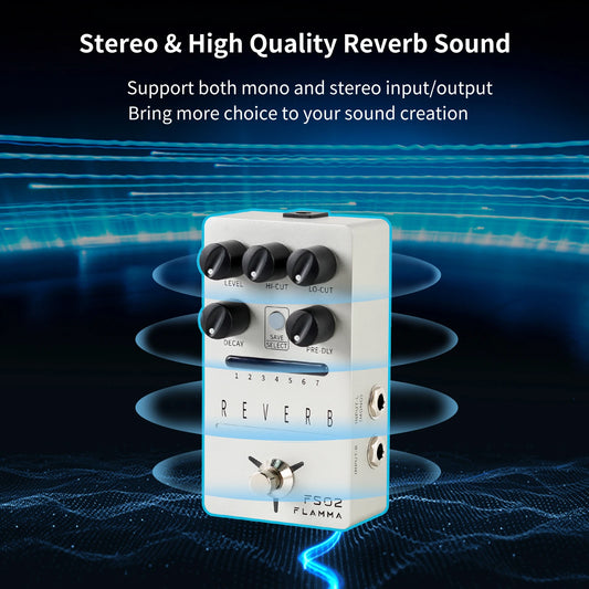 Stereo Reverb Pedal with Spring Reverb and Preset Storage